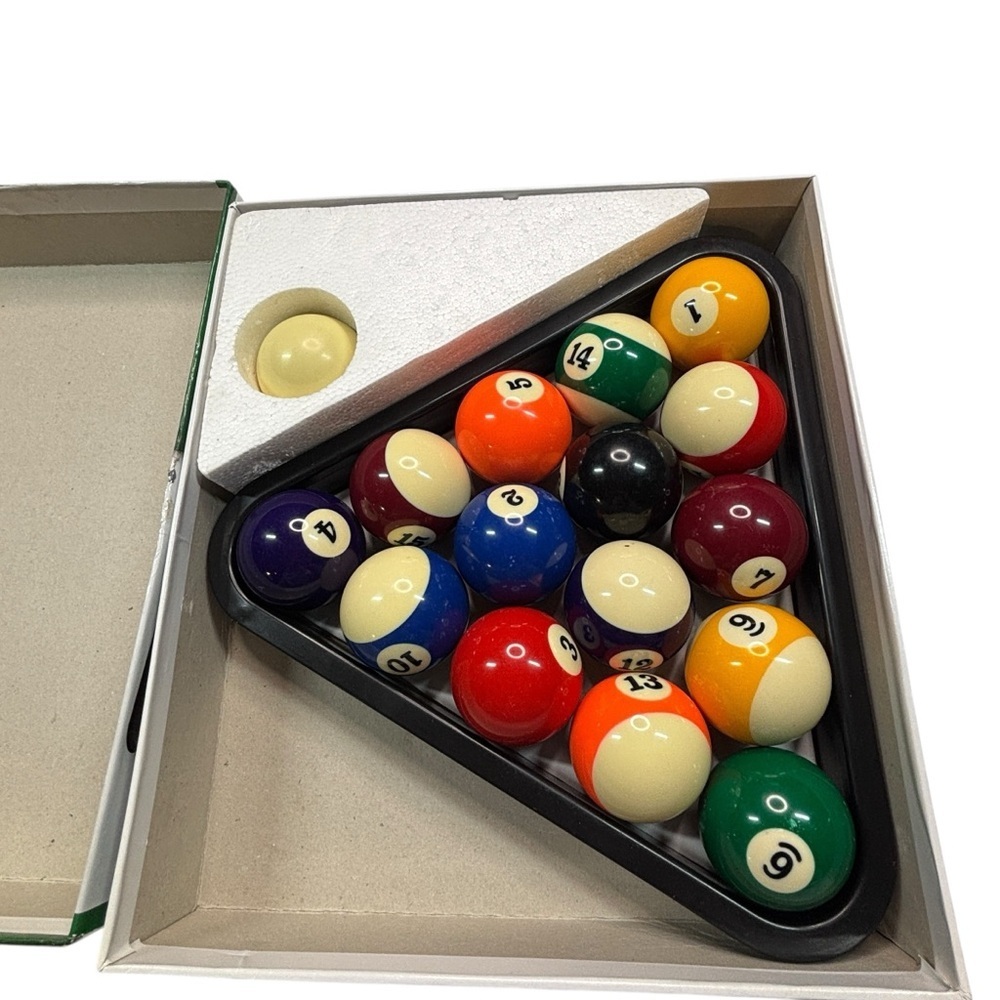 Billiard Ball Set with Molded Triangle, Official Size - Picture 3 of 4